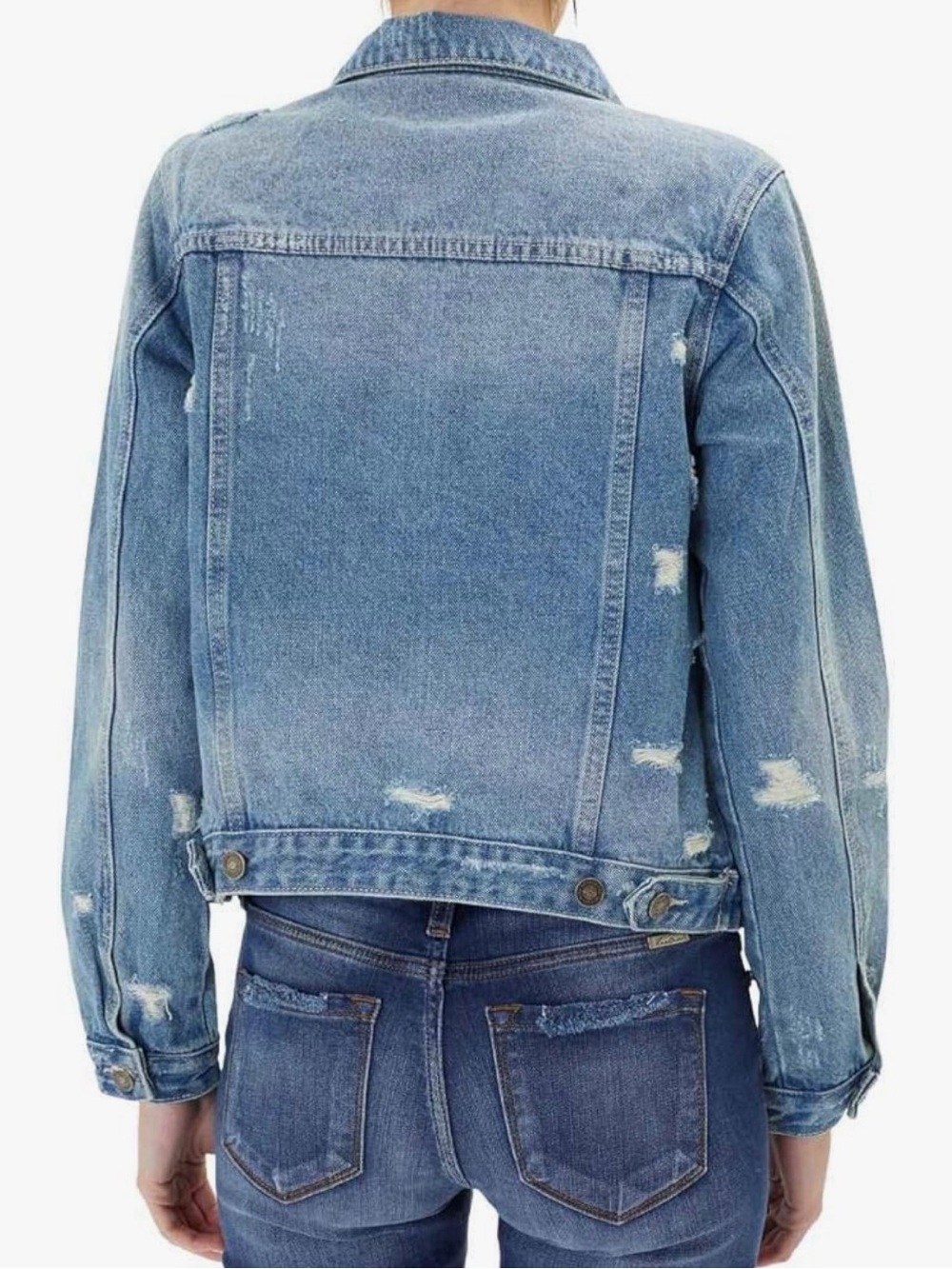 Kancan Classic Light Wash Distressed Denim Jackets - Picture 4 of 5